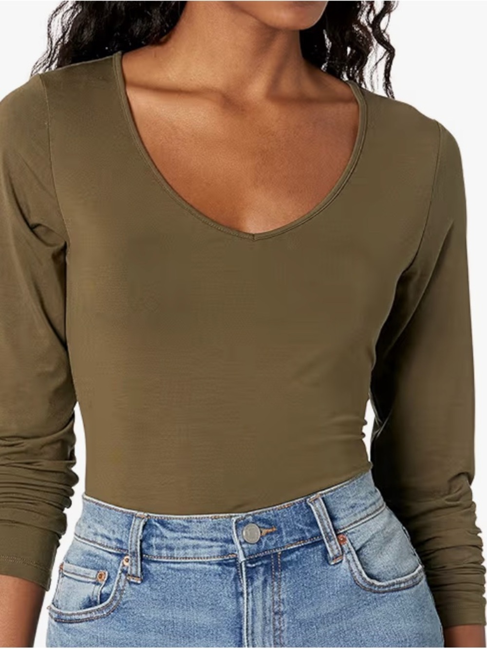 Womens V-Neck Long Sleeve Bodysuit